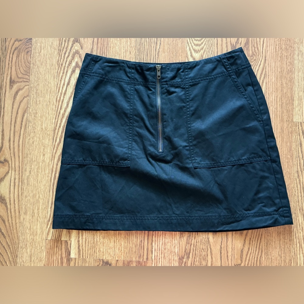 Treasure & Bond Zip Front Washed Twill Miniskirt